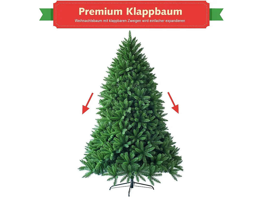 Albero di natale artificiale da 180 cm, abete, con base
