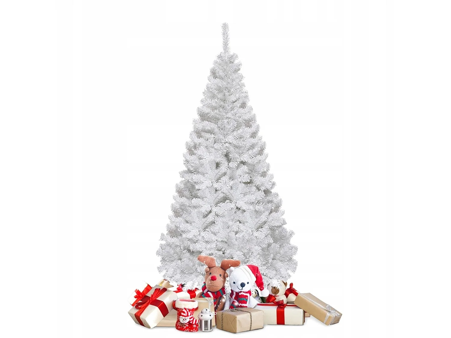 Albero di natale artificiale bianco con base, natalizzante, 150 cm