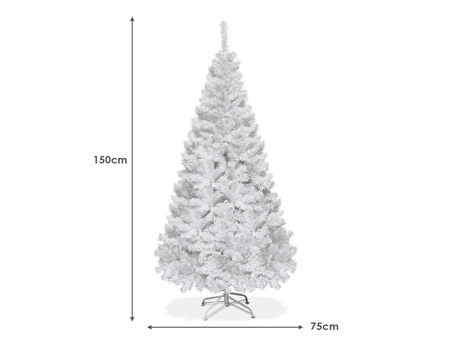 Albero di natale artificiale bianco con base, natalizzante, 150 cm