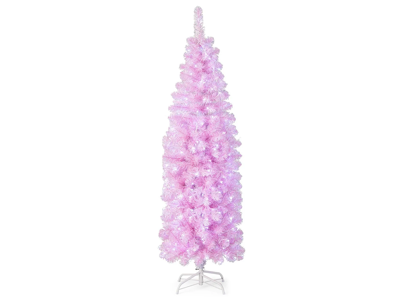 Albero di Natale artificiale rosa con luci LED, 180 cm