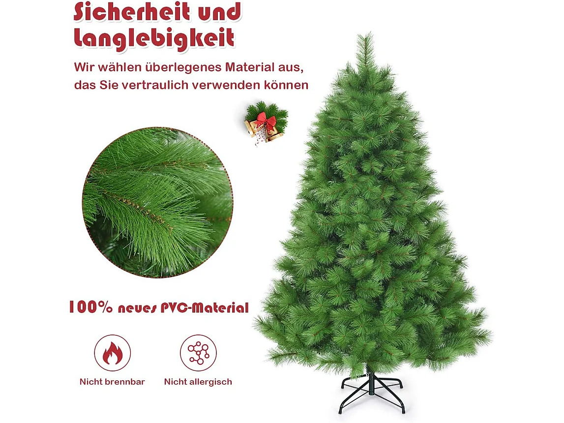 Albero di natale artificiale, abete, con base da 180 cm