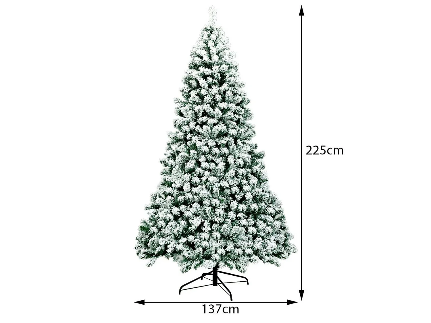 Albero di Natale artificiale a LED da 225 cm con neve artificiale