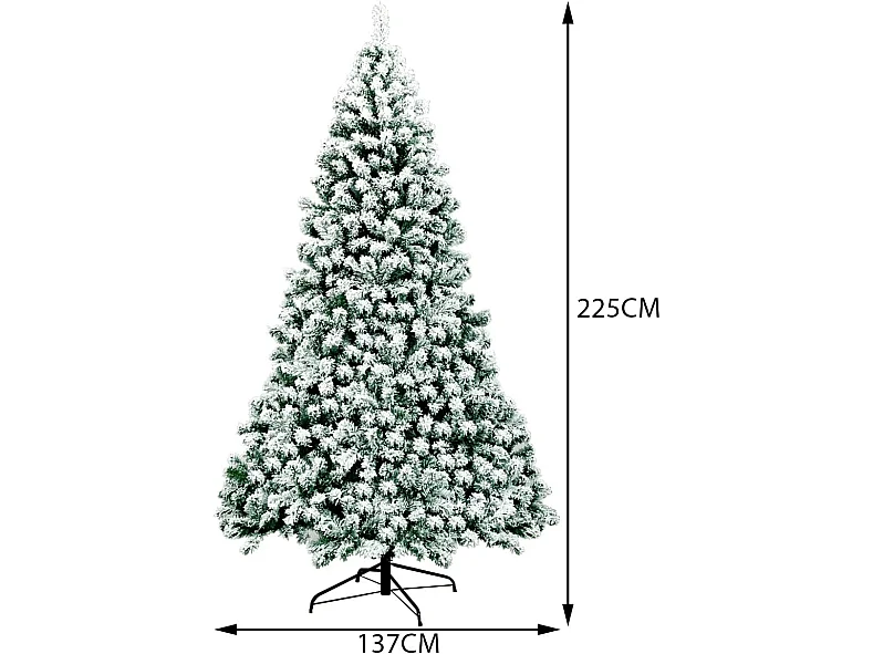Albero di Natale artificiale a LED da 225 cm con neve artificiale