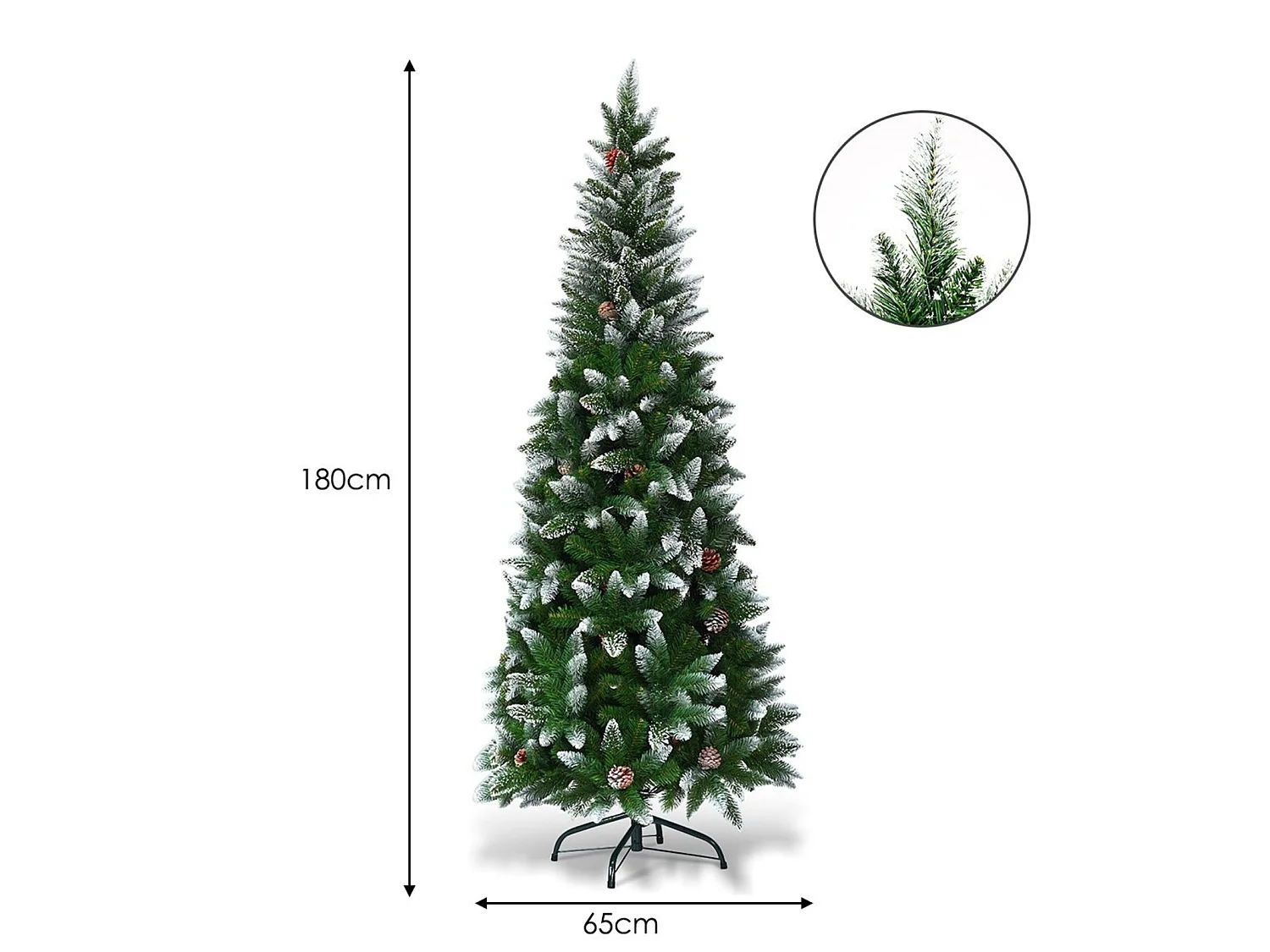 Albero di Natale artificiale con pigne, 180 cm