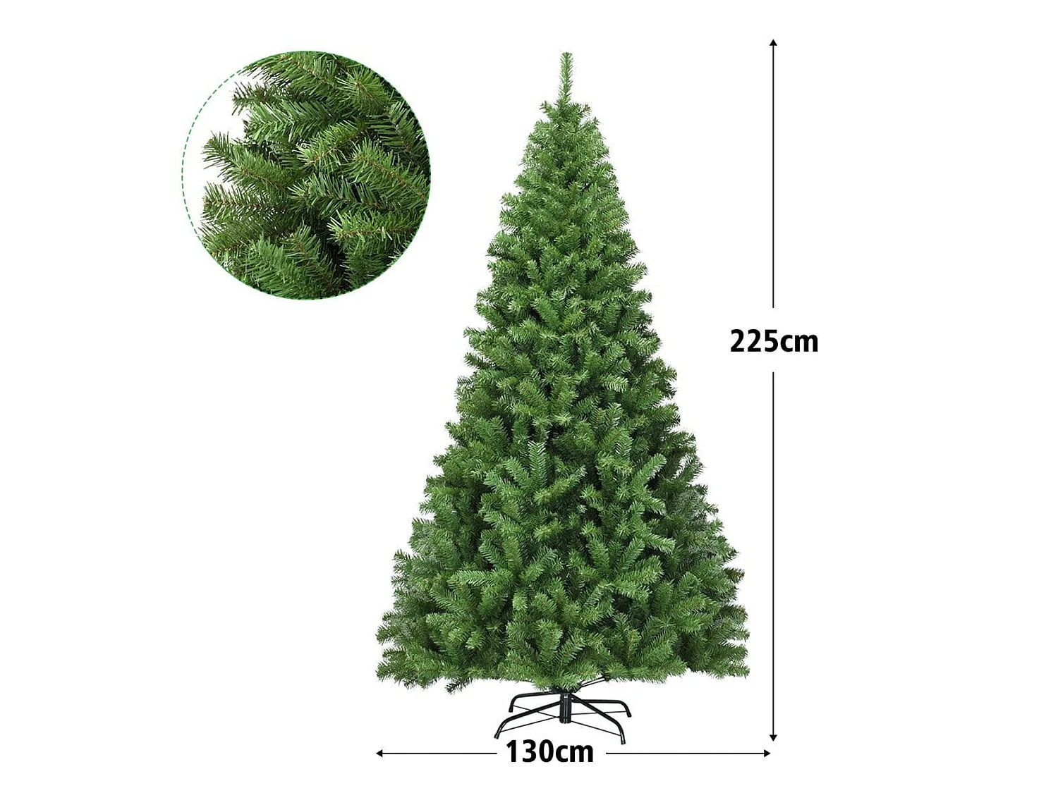 Albero di Natale artificiale con base in acciaio, 210 cm