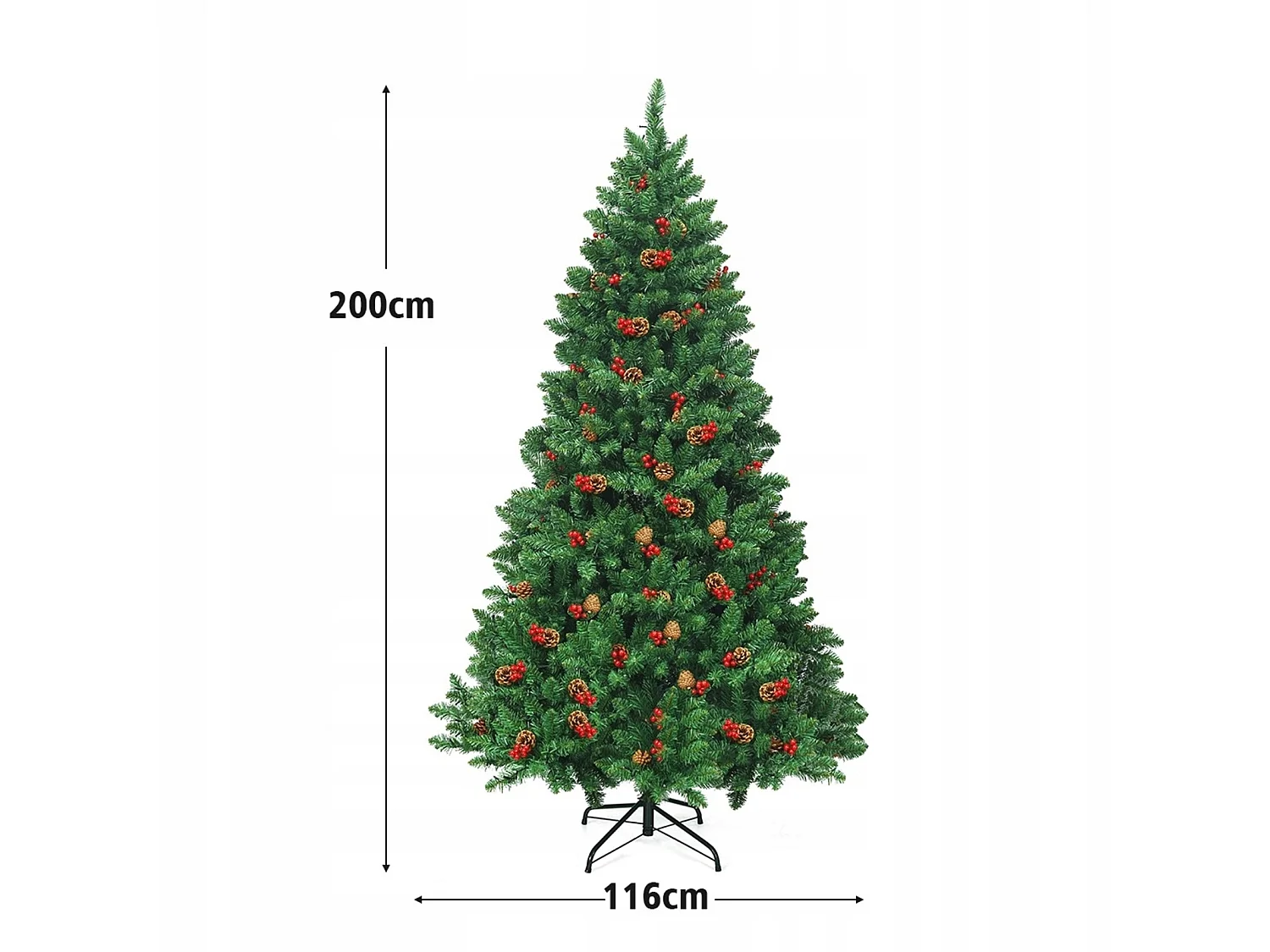 Albero di Natale artificiale con luci LED, 200 cm
