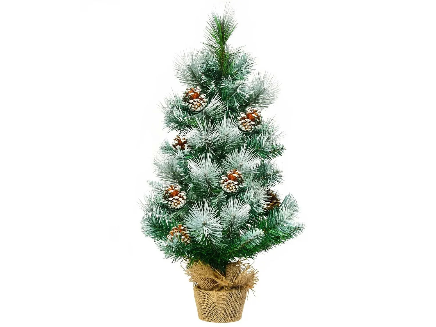 Mini albero di natale artificiale da 60 cm con neve e base