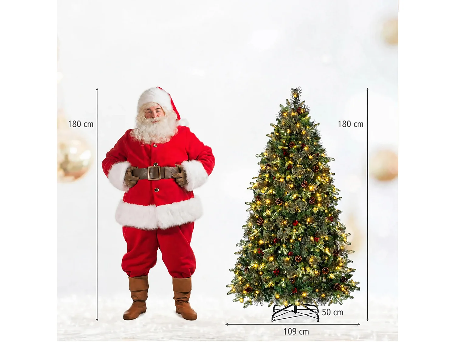 Albero di Natale artificiale con luci a LED, 180 cm Albero di Natale