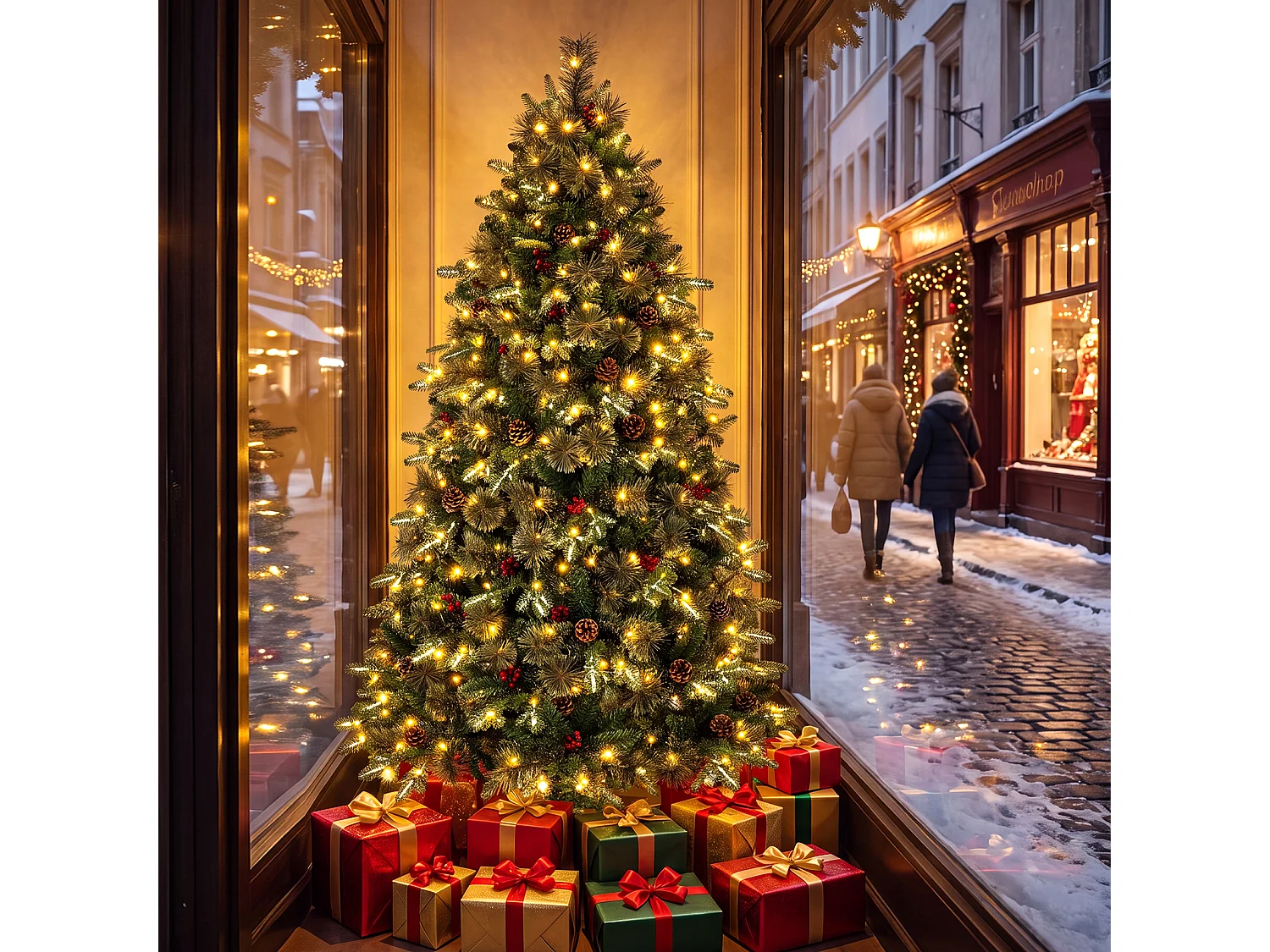Albero di Natale artificiale con luci a LED, 180 cm Albero di Natale