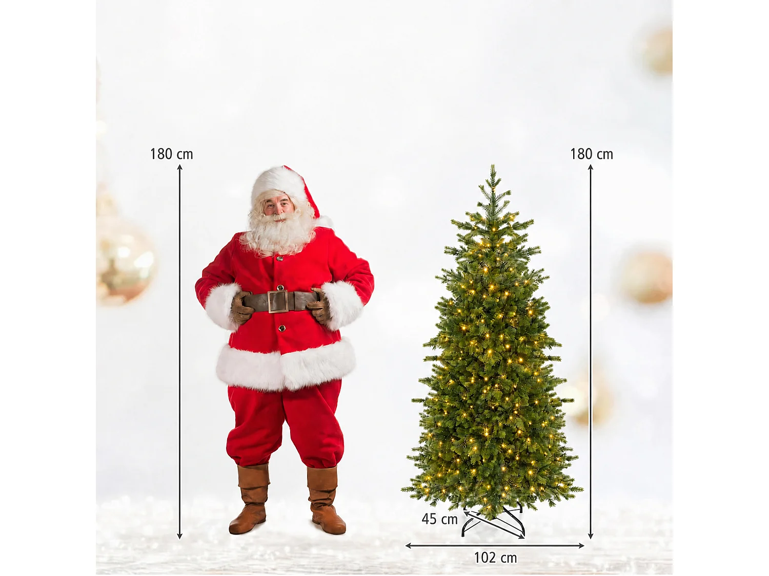 Albero di Natale artificiale con luci a LED, 180 cm Albero di Natale