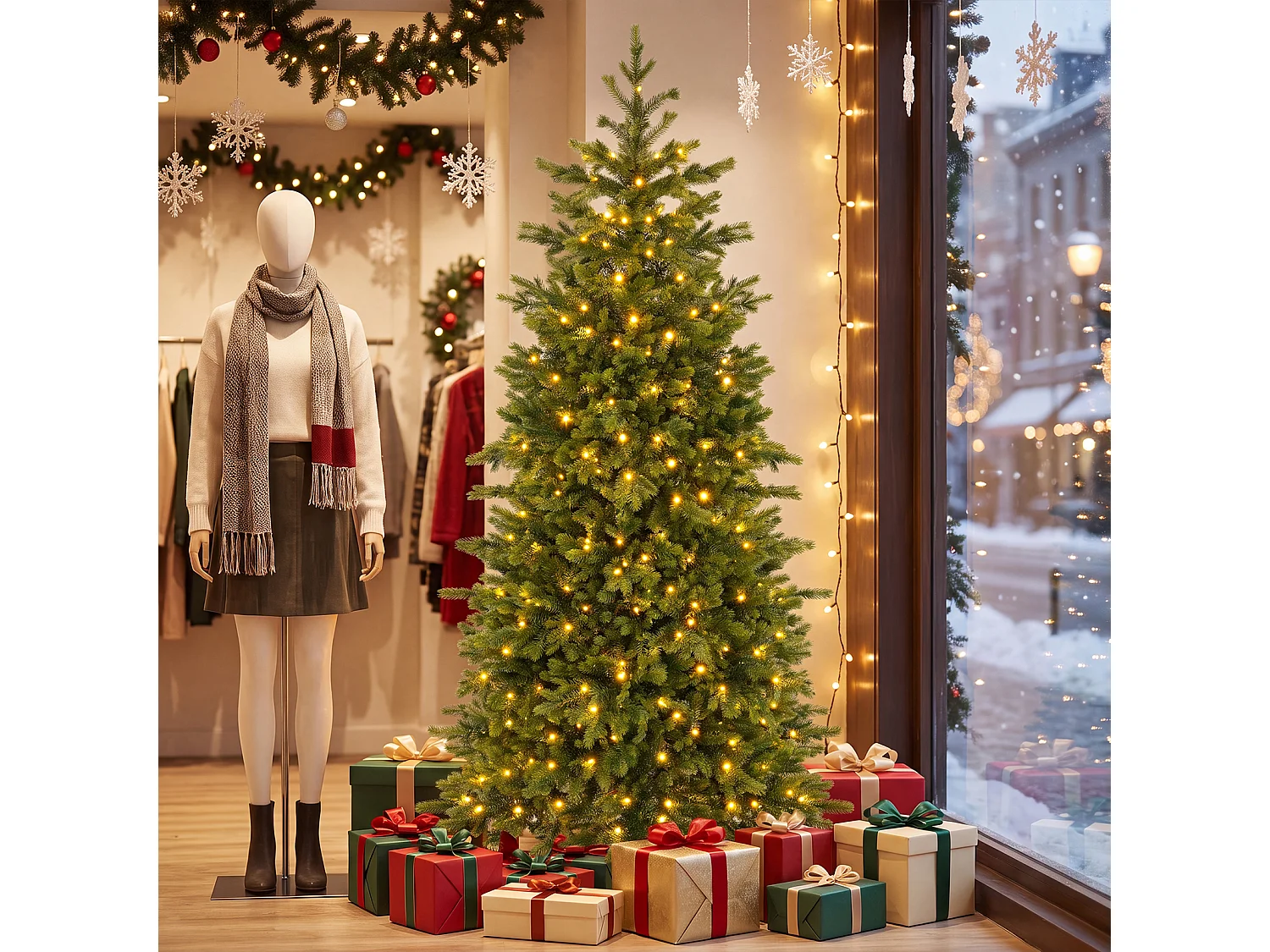 Albero di Natale artificiale con luci a LED, 180 cm Albero di Natale