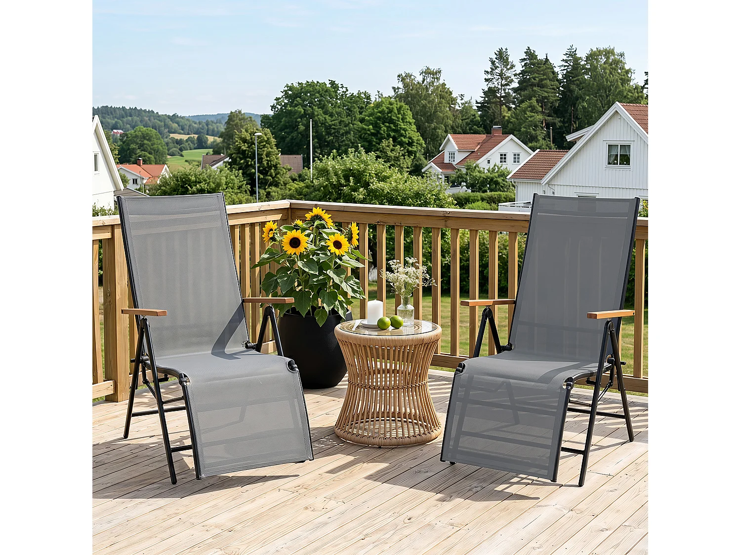 Klappbarer Gartenliegestuhl mit verstellbarer Rückenlehne – Sitzmöbel für den Garten