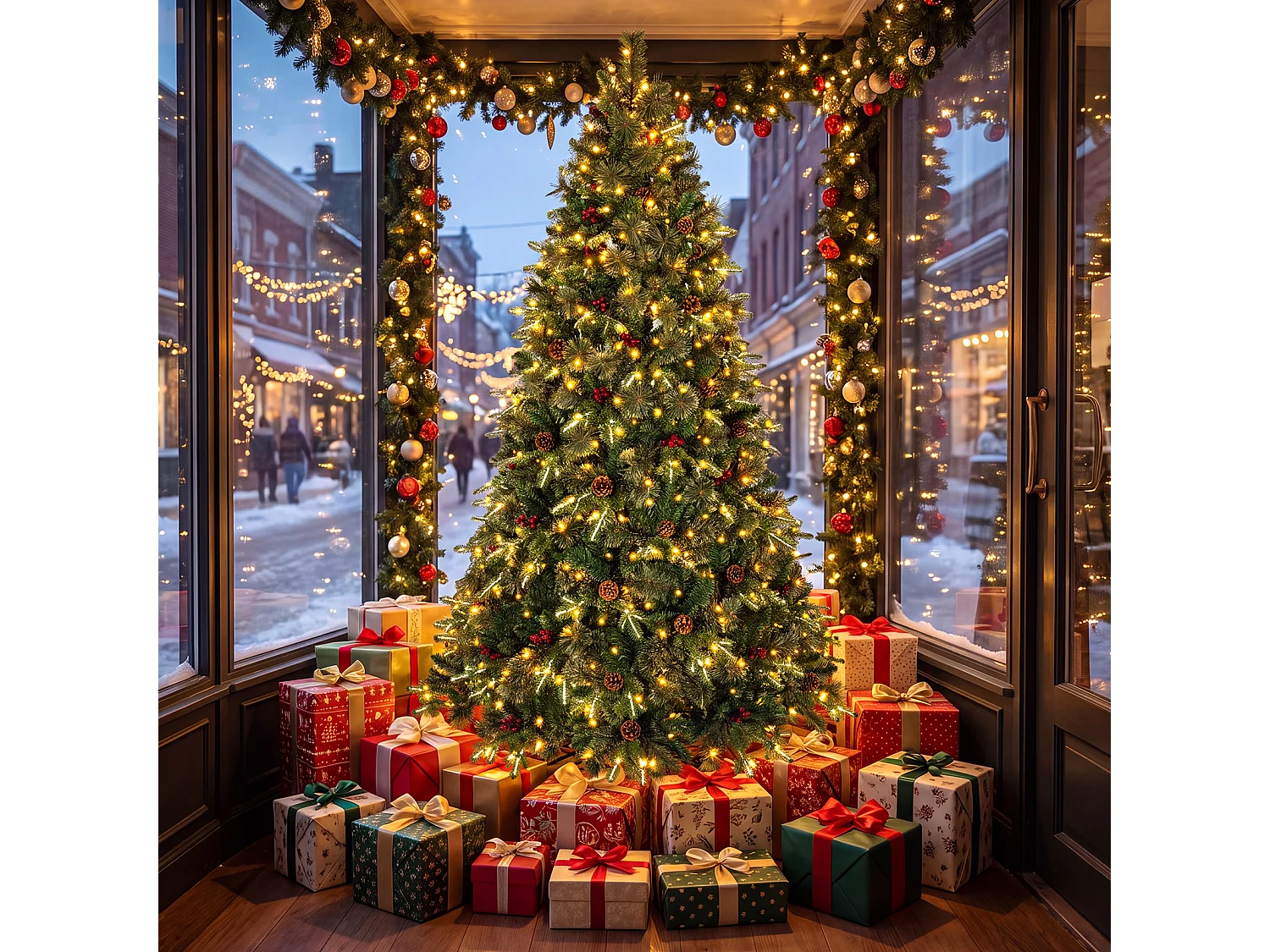 Albero di Natale artificiale con luci a LED, 210 cm Albero di Natale