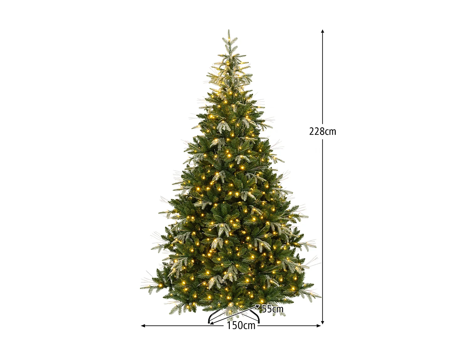 Albero di Natale artificiale con luci a LED, 228 cm Albero di Natale