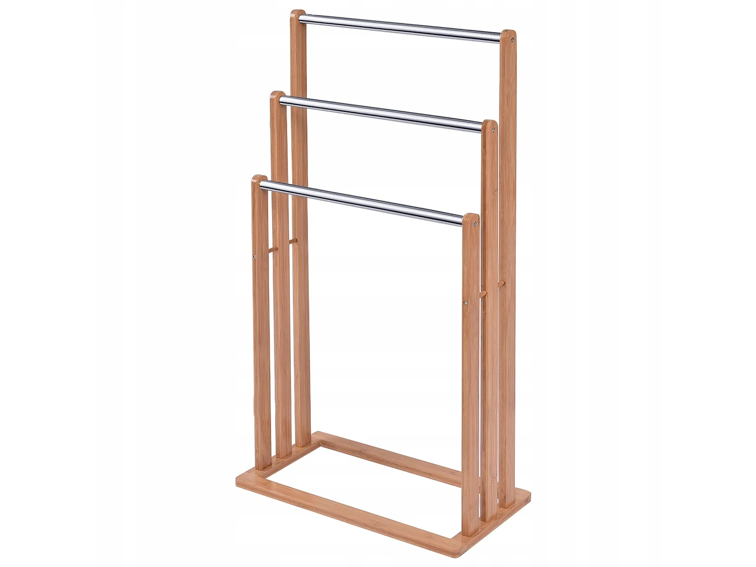 Porte-serviettes de salle de bain sur pied en bambou