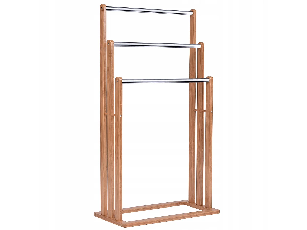 Porte-serviettes de salle de bain sur pied en bambou
