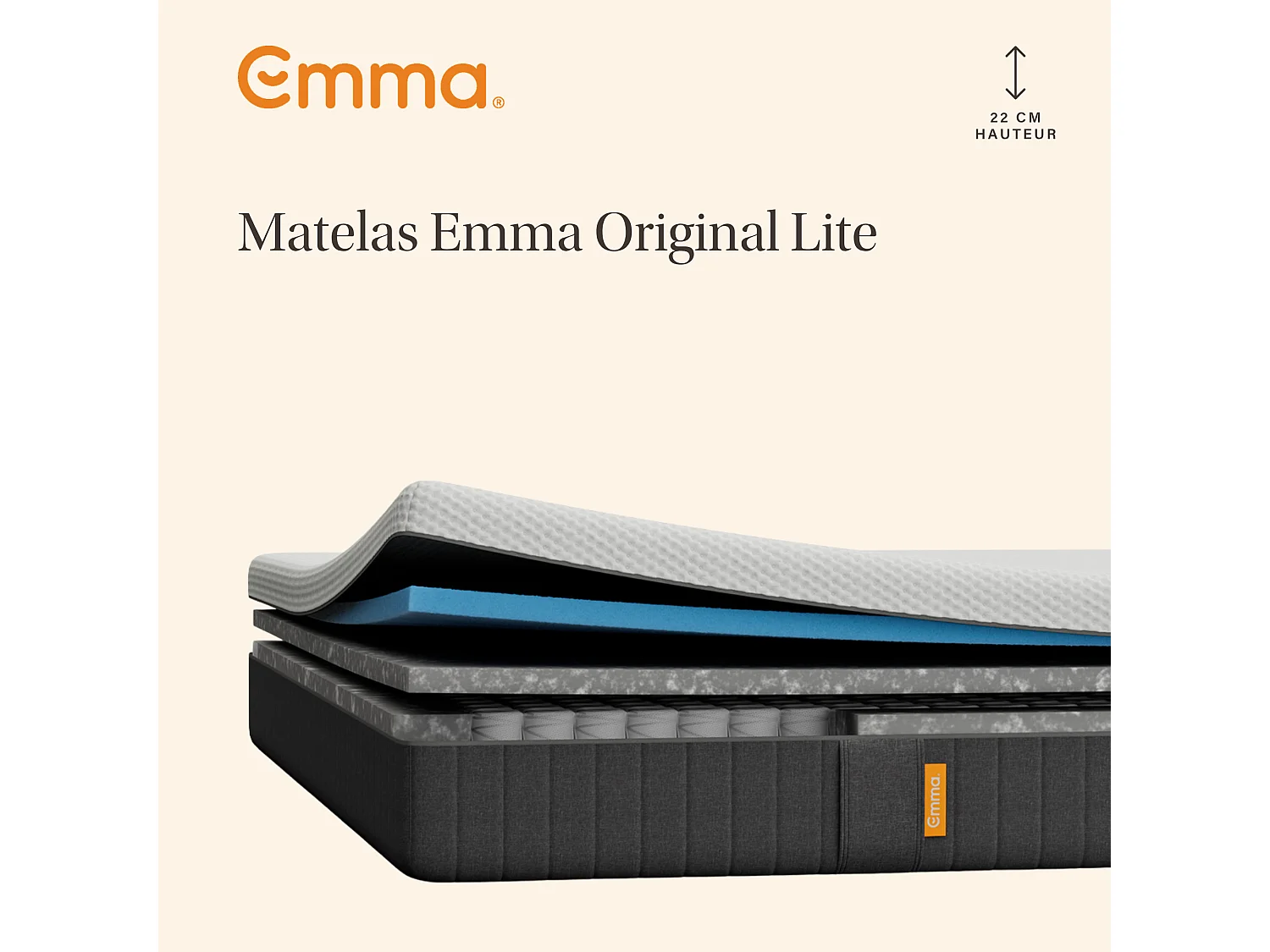 Lit Emma Cocoon Lite + Matelas Original Lite 180x200