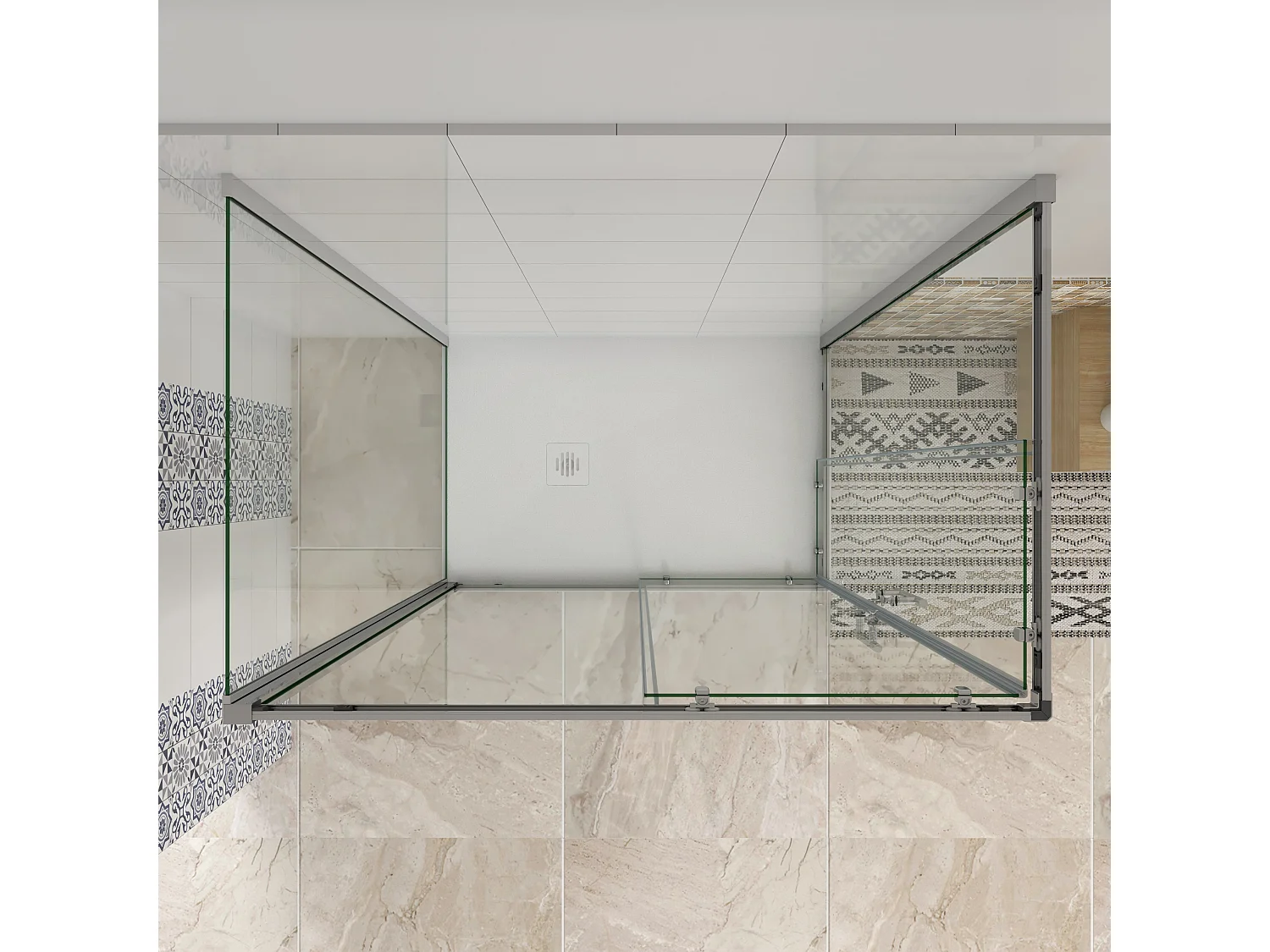 H.195 cm Box Doccia a 3 Lati 70x100x70 cm Porta Scorrevole 100 cm Doppia Parete Fissa da 70 cm in Vetro Trasparente Anticalcare da 6mm Cromato Lucido