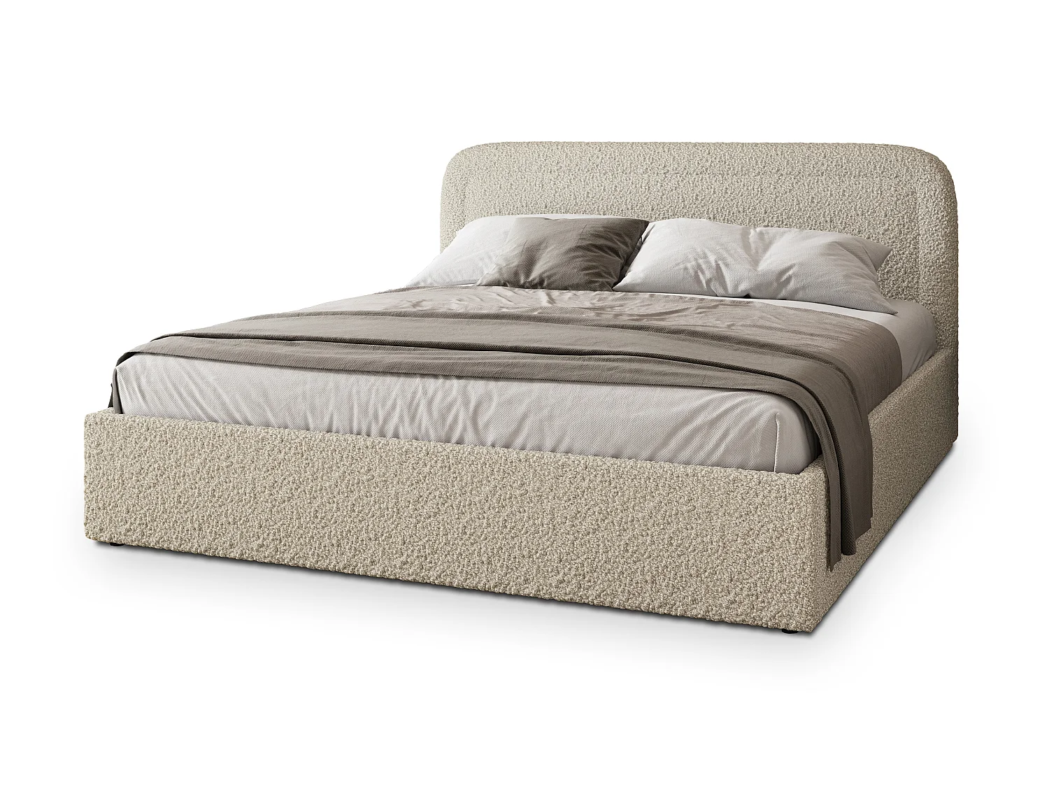 Gestoffeerd bed BENIRA 180x200 cm - Bouclé stof - Beige
