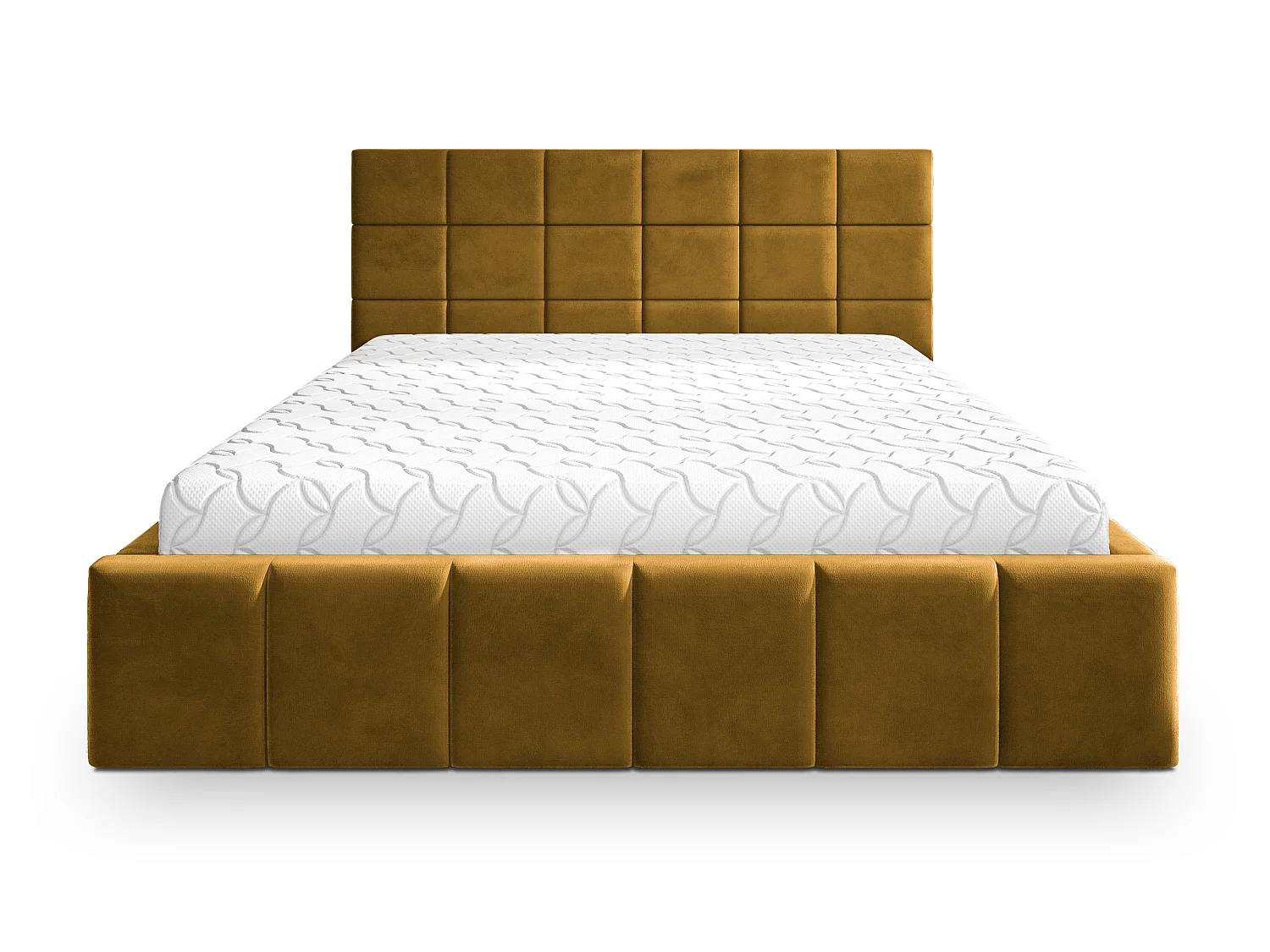 Lit Coffre VERTO 120x200 cm - Tissu peluche - Jaune