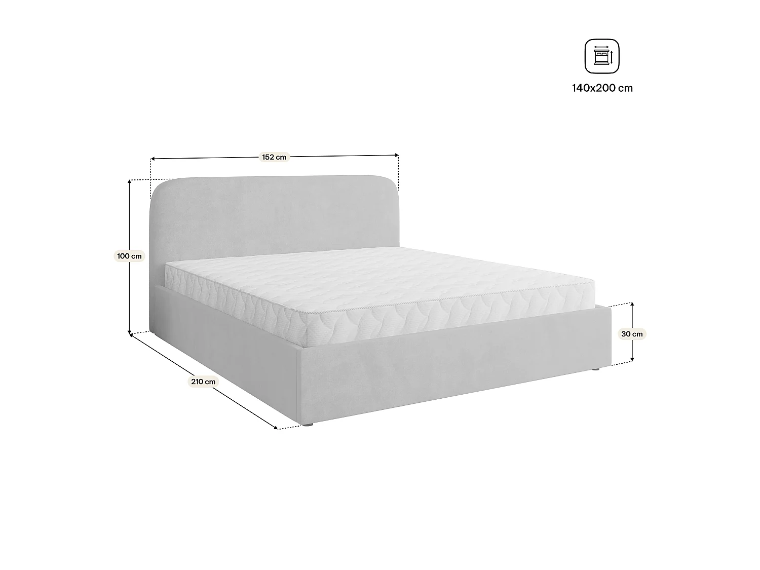 Lit Coffre RENIVE 140x200 cm - Tissu peluche - Jaune