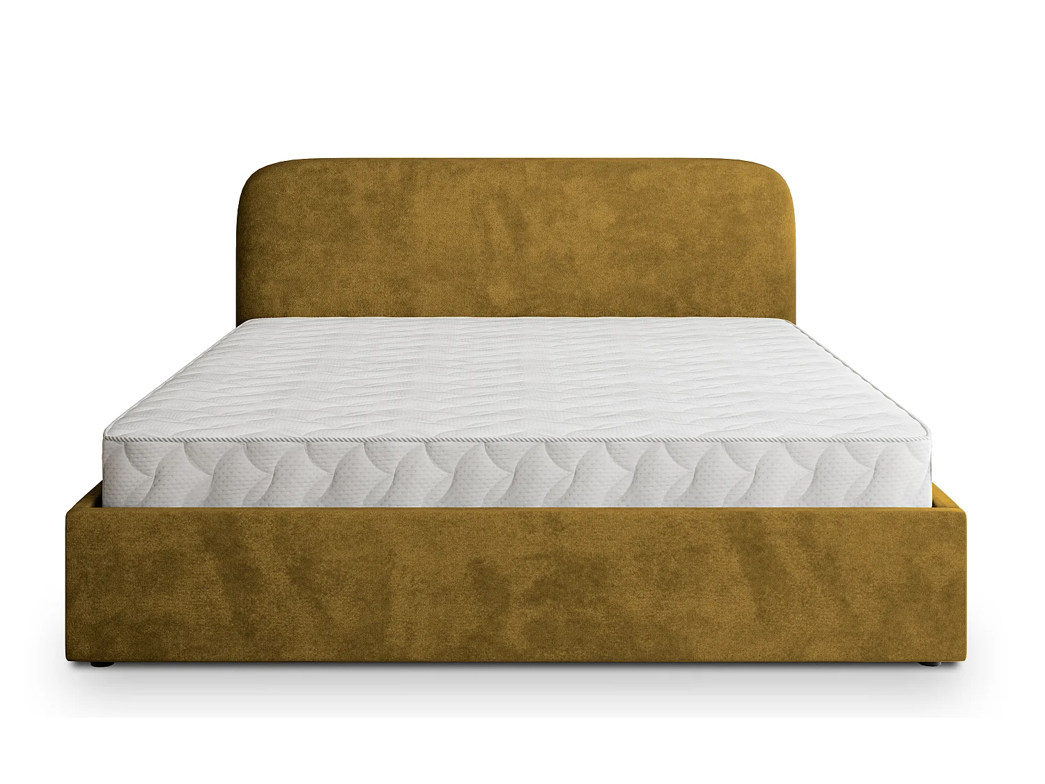 Lit Coffre RENIVE 140x200 cm - Tissu peluche - Jaune