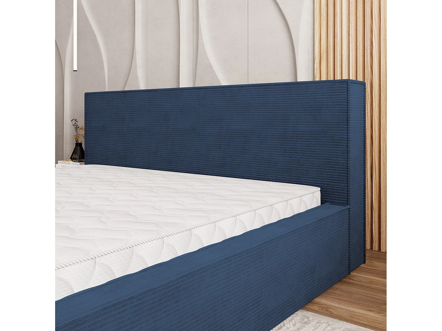 Gestoffeerd bed CELORA 120x200 cm - Corduroy stof - Blauw