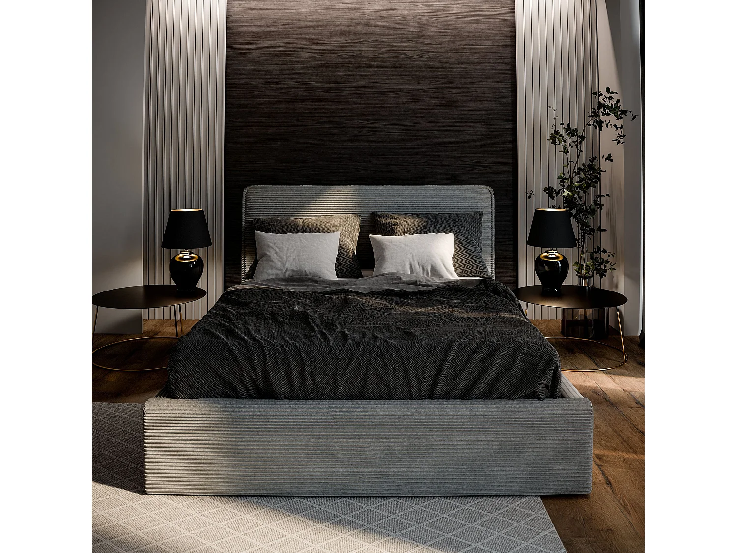 Gestoffeerd bed PARMA 180x200 cm - Corduroy stof - Crème