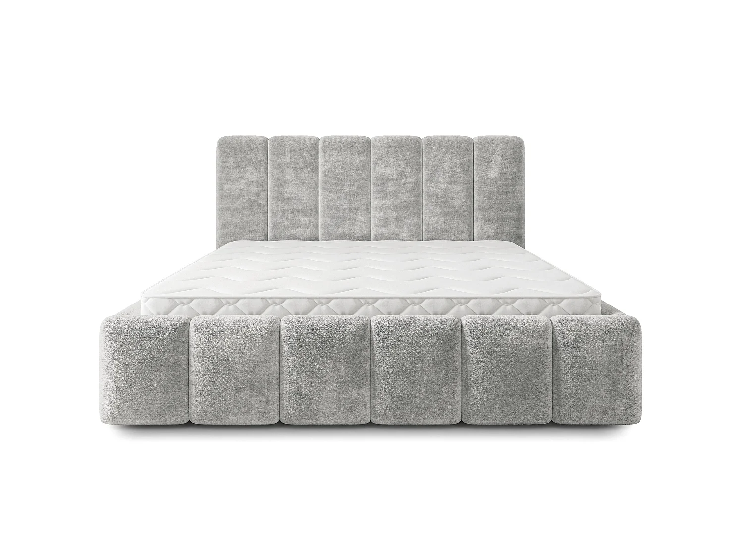 Gestoffeerd bed ATTORA 180x200 cm - Chenillestof - Lichtgrijs