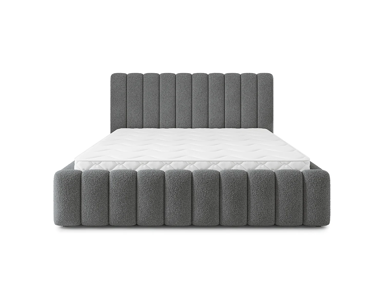 Gestoffeerd bed DINESE 180x200 cm - Bouclé stof - Grijs