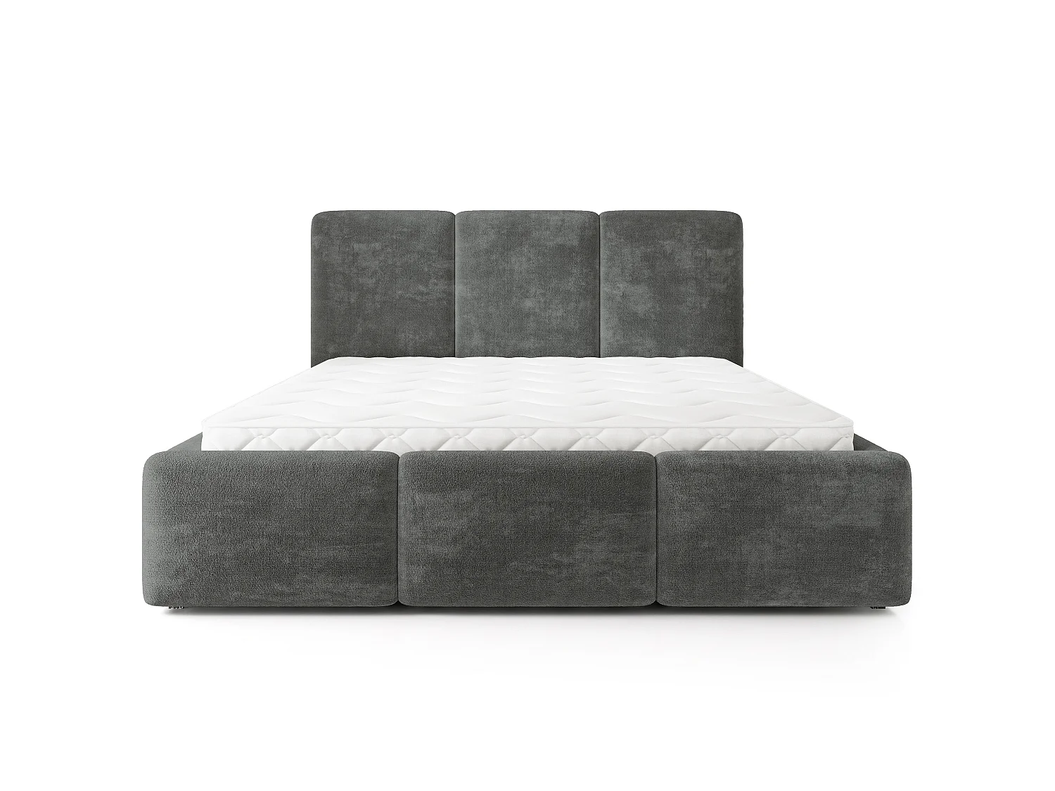 Gestoffeerd bed MORENA 180x200 cm - Chenillestof - Grijs