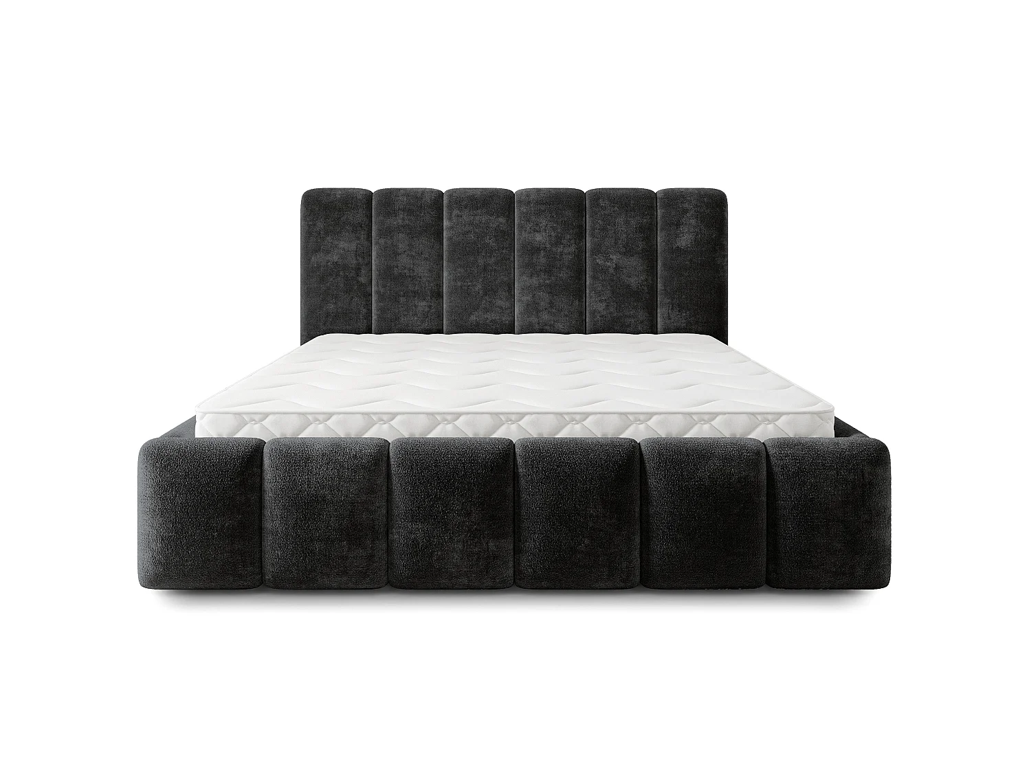 Gestoffeerd bed ATTORA 180x200 cm - Chenillestof - Zwart