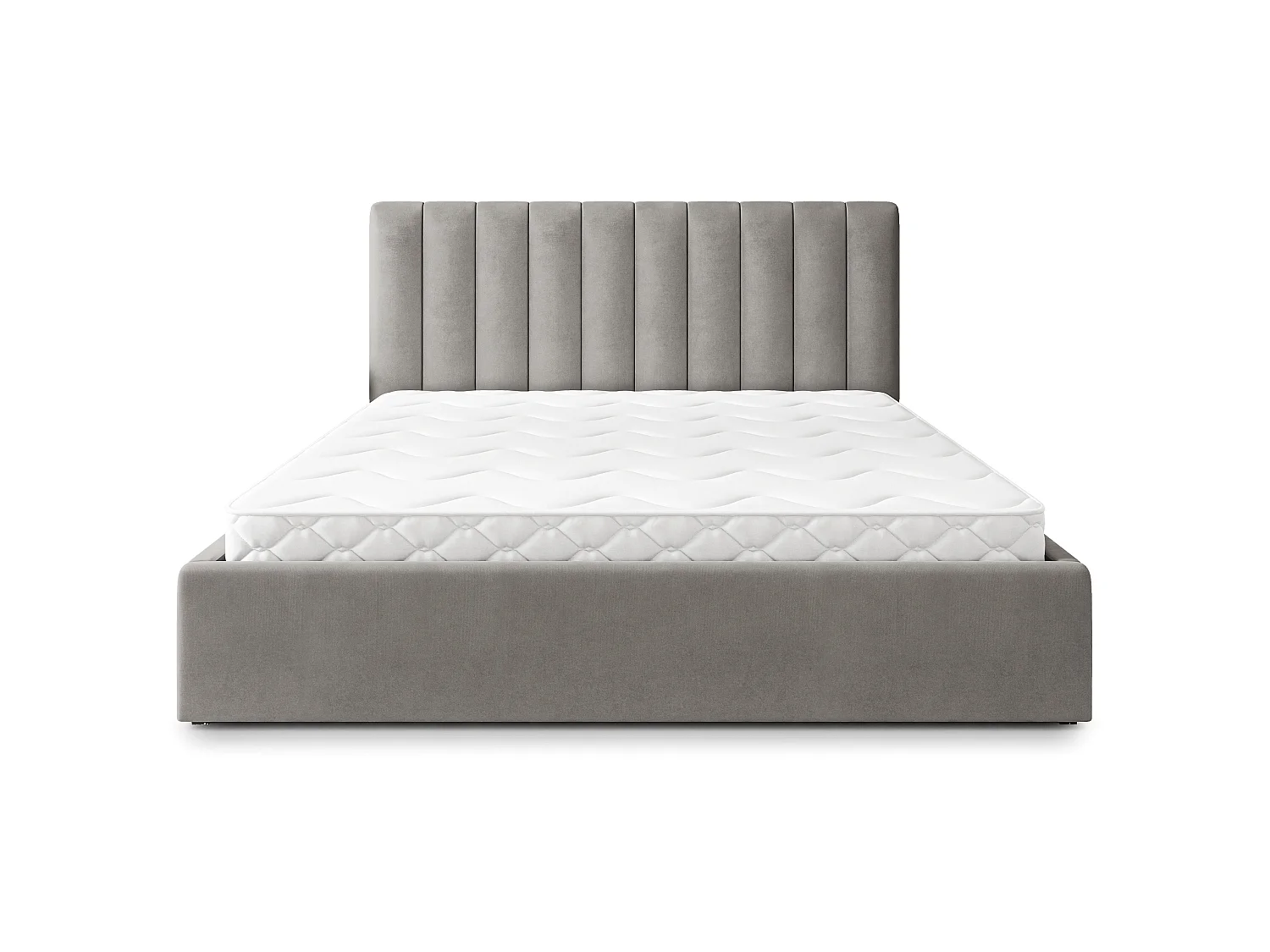 Gestoffeerd bed DEMERA 140x200 cm - Fluwelen stof - Grijs
