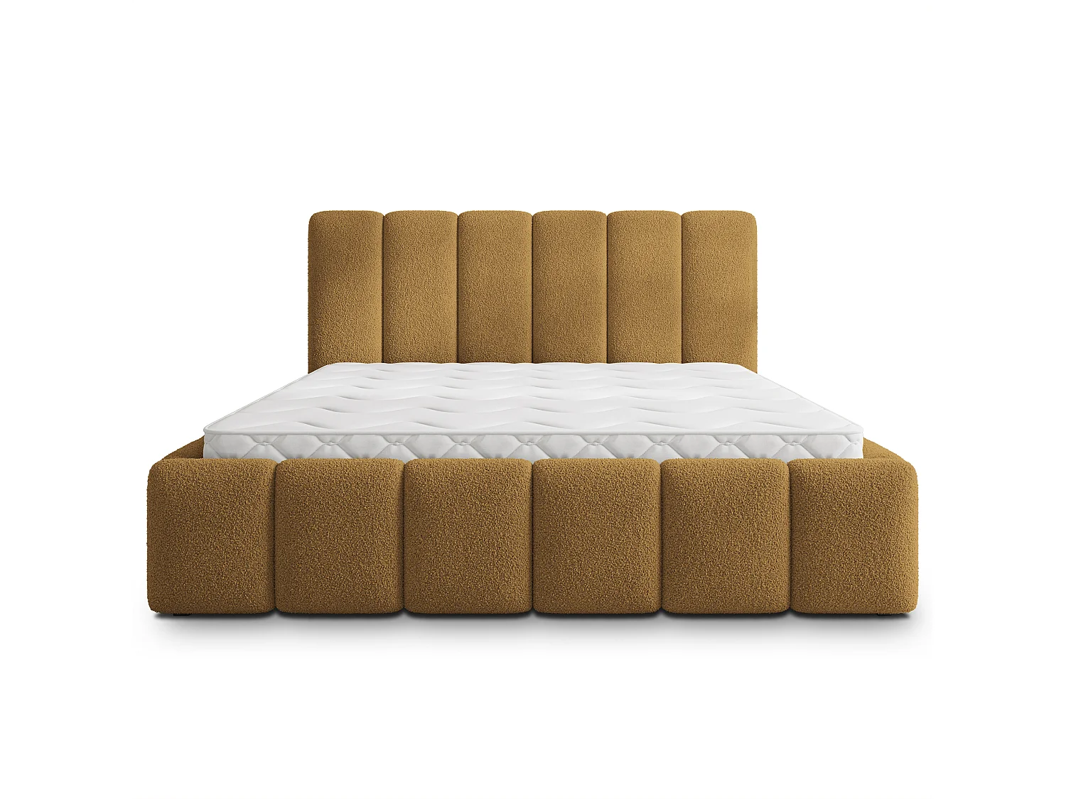 Gestoffeerd bed RANIS 200x200 cm - Bouclé stof - Honingkleurig