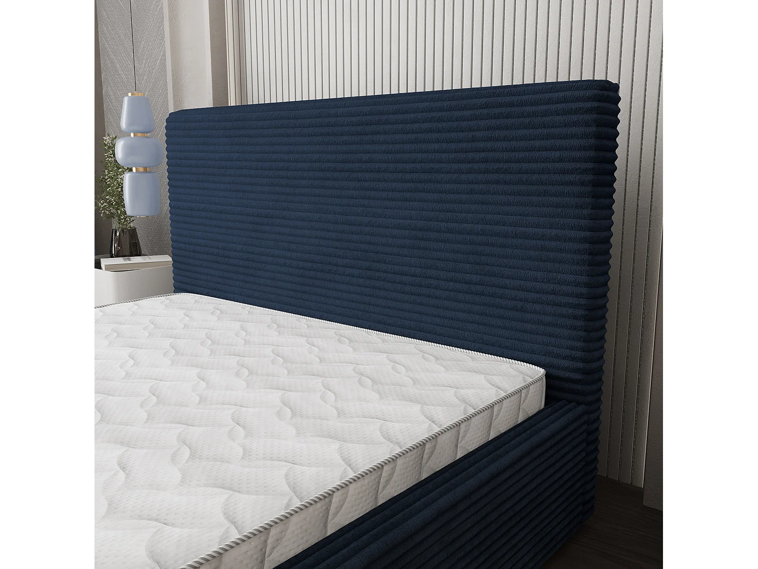 Gestoffeerd bed MIRETTI 120x200 cm - Corduroy stof - Blauw