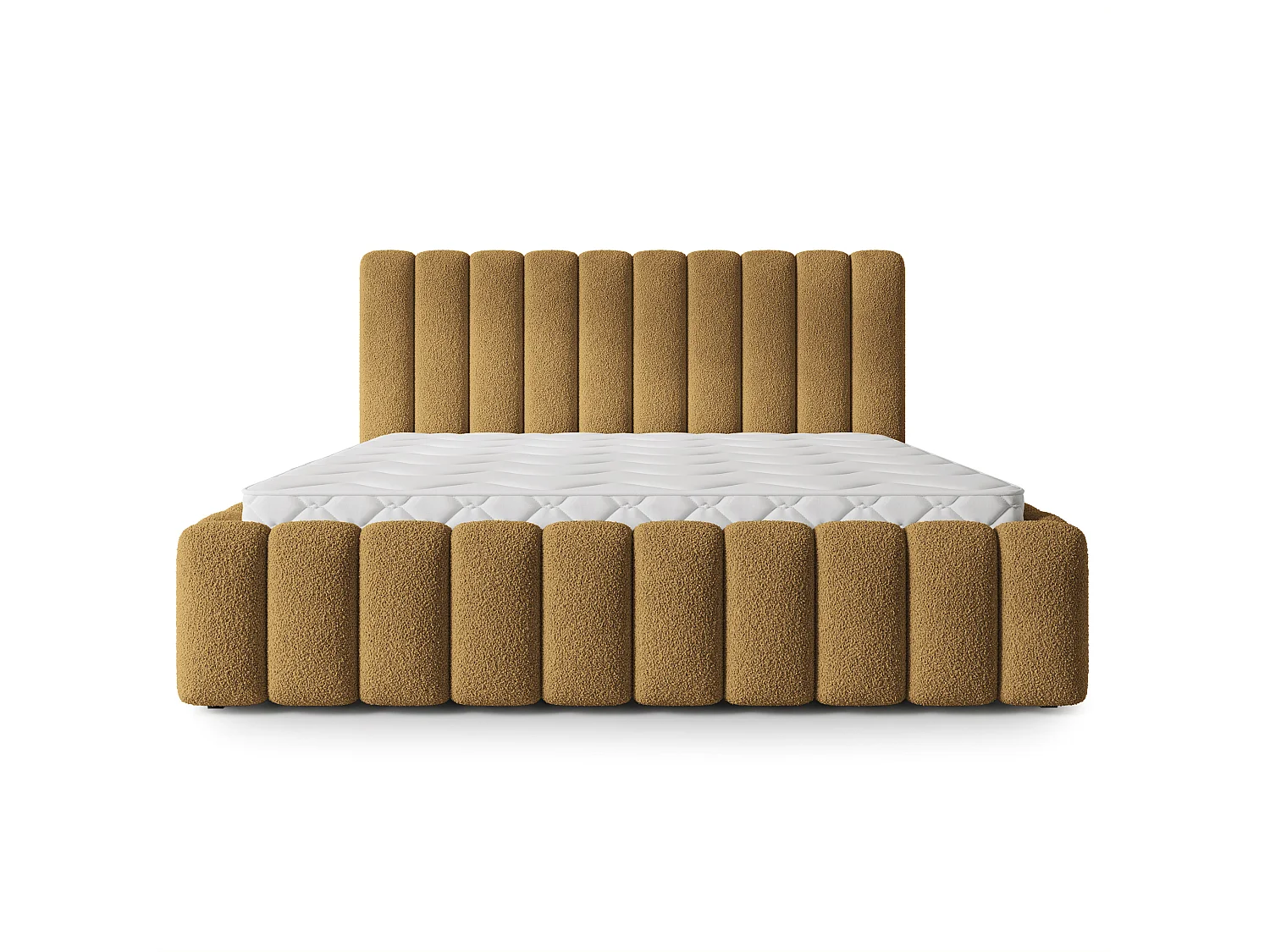 Lit Coffre TEBA 200x200 cm - Tissu bouclé - Miel