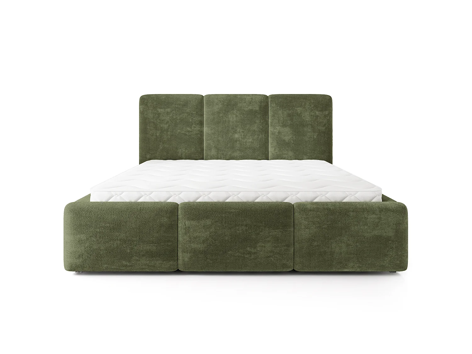 Gestoffeerd bed MORENA 180x200 cm - Chenillestof - Groen