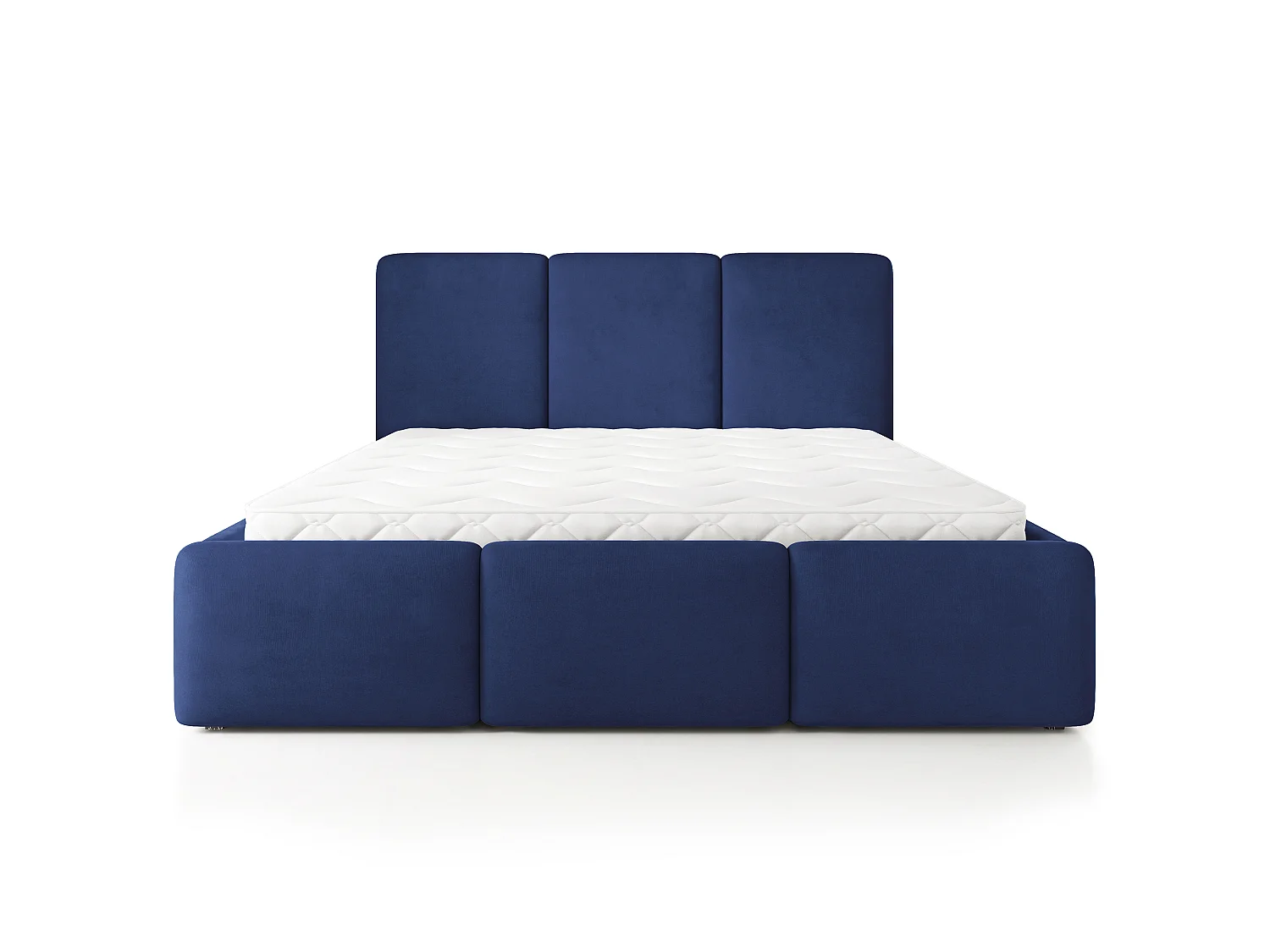 Gestoffeerd bed MORENA 200x200 cm - Fluwelen stof - Blauw