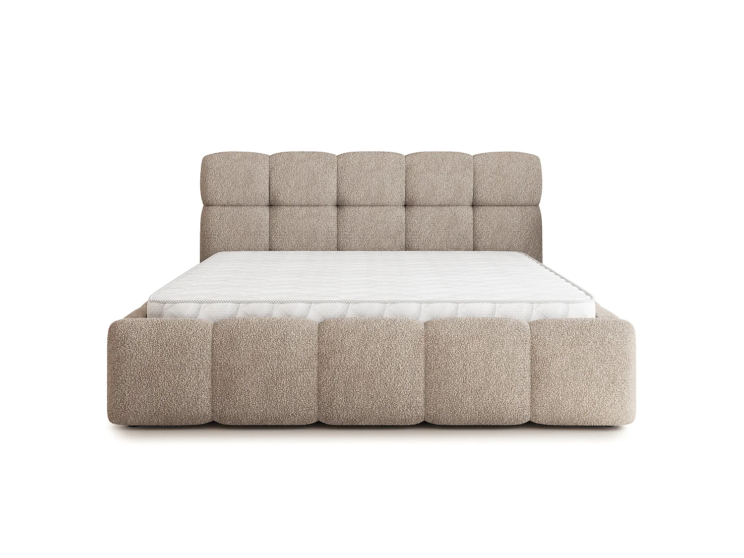 Gestoffeerd bed FARU 180x200 cm - Bouclé stof - Beige