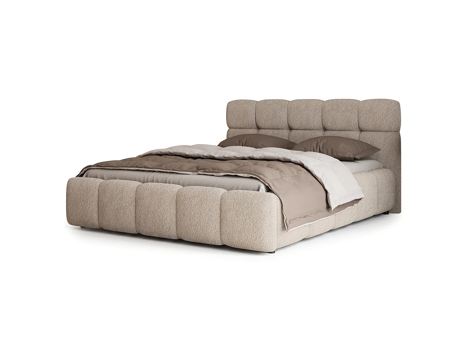 Gestoffeerd bed FARU 180x200 cm - Bouclé stof - Beige