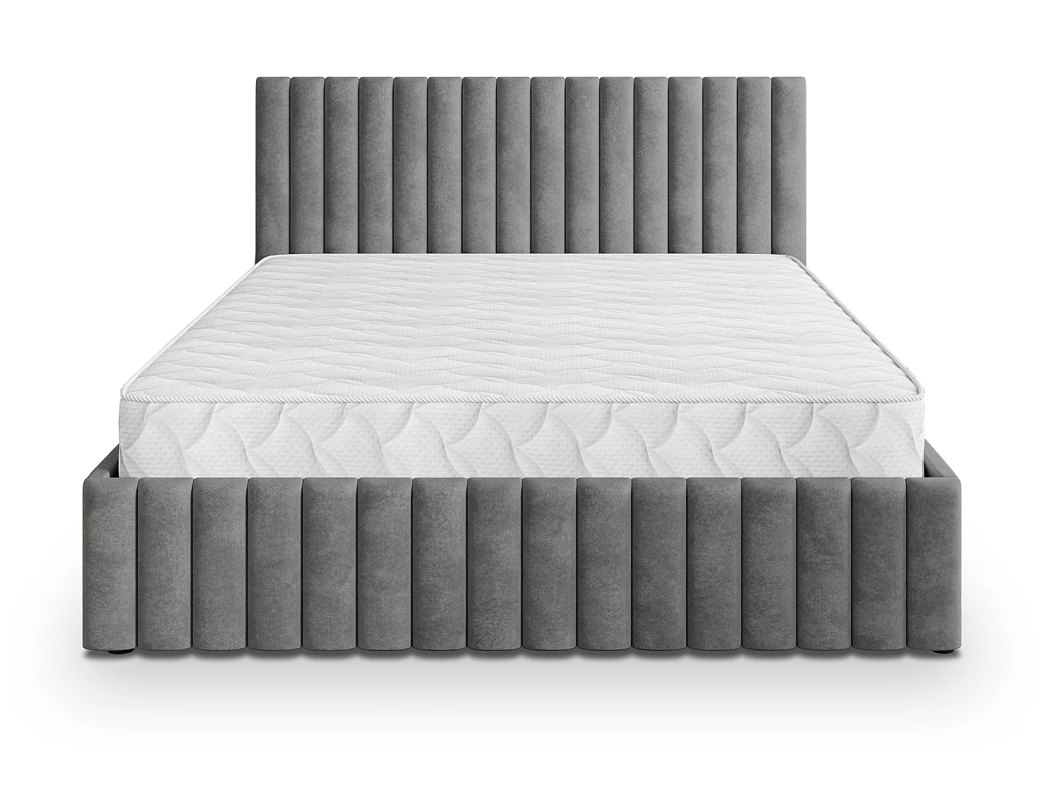 Gestoffeerd bed CARMIA 140x200 cm - Pluche stof - Grijs