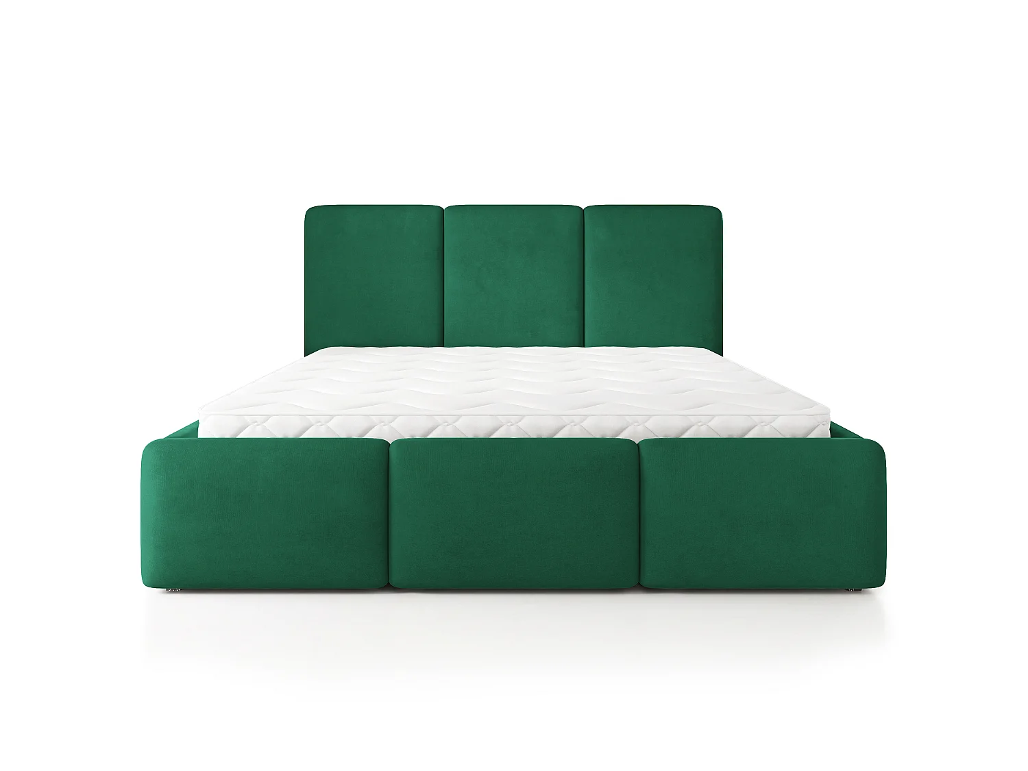 Gestoffeerd bed MORENA 160x200 cm - Fluwelen stof - Flessengroen