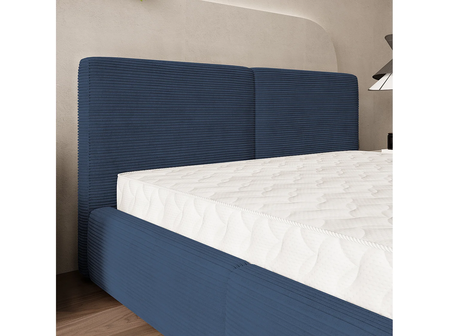 Gestoffeerd bed FELURO 120x200 cm - Corduroy stof - Blauw