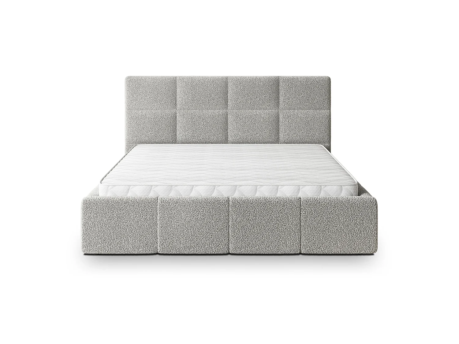 Gestoffeerd bed COMO 180x200 cm - Bouclé stof - Lichtgrijs