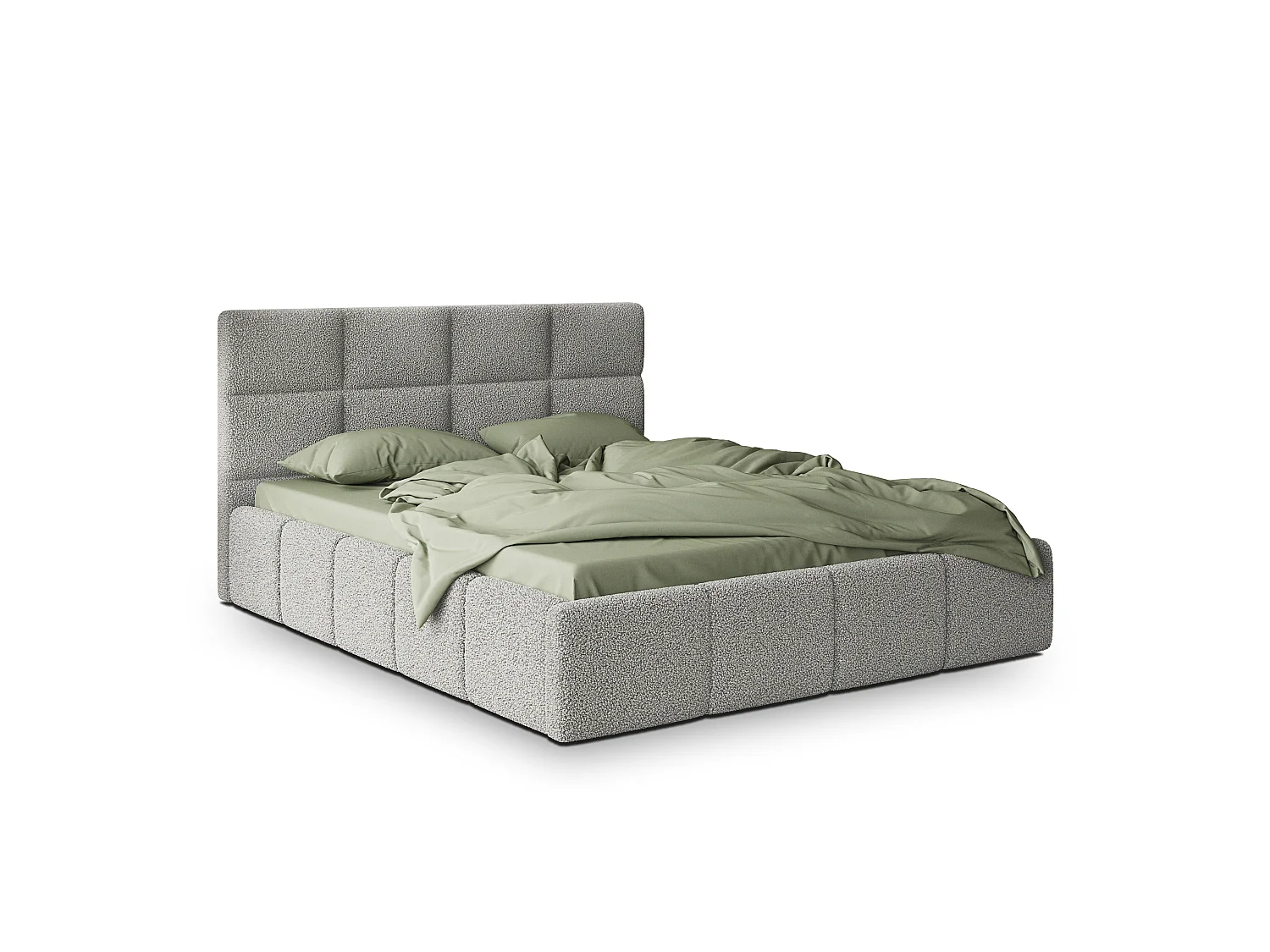 Gestoffeerd bed COMO 180x200 cm - Bouclé stof - Lichtgrijs