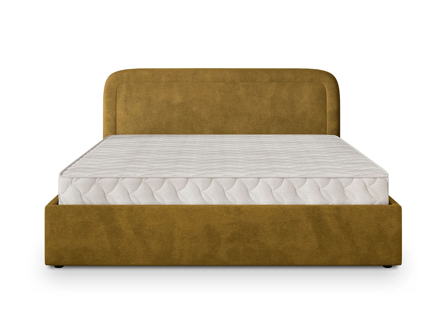 Lit Coffre BENIRA 160x200 cm - Tissu peluche - Jaune