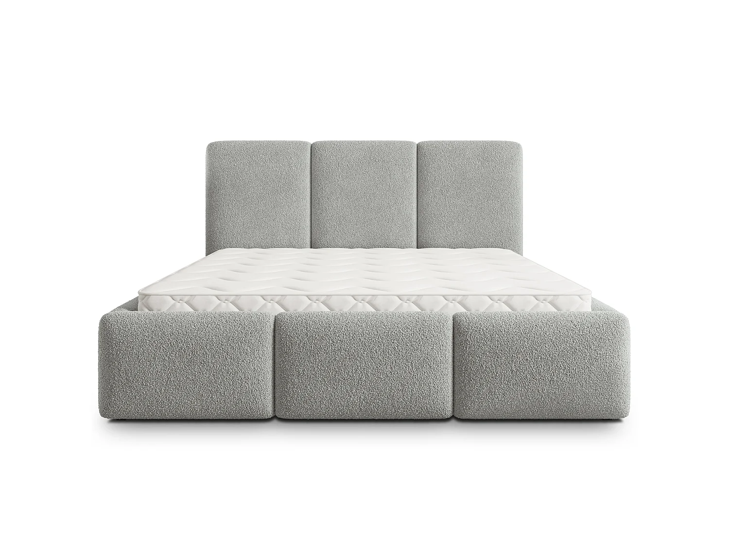 Gestoffeerd bed ARSIL 140x200 cm - Bouclé stof - Lichtgrijs
