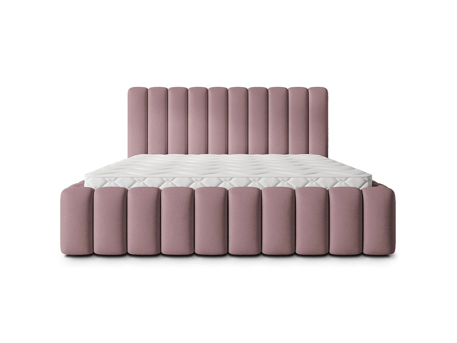 Lit Coffre TEBA 120x200 cm - Tissu peluche - Rose poudré