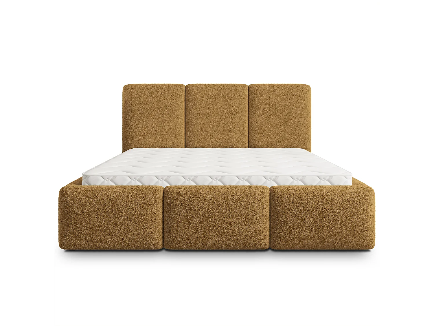 Lit Coffre ARSIL 180x200 cm - Tissu bouclé - Miel