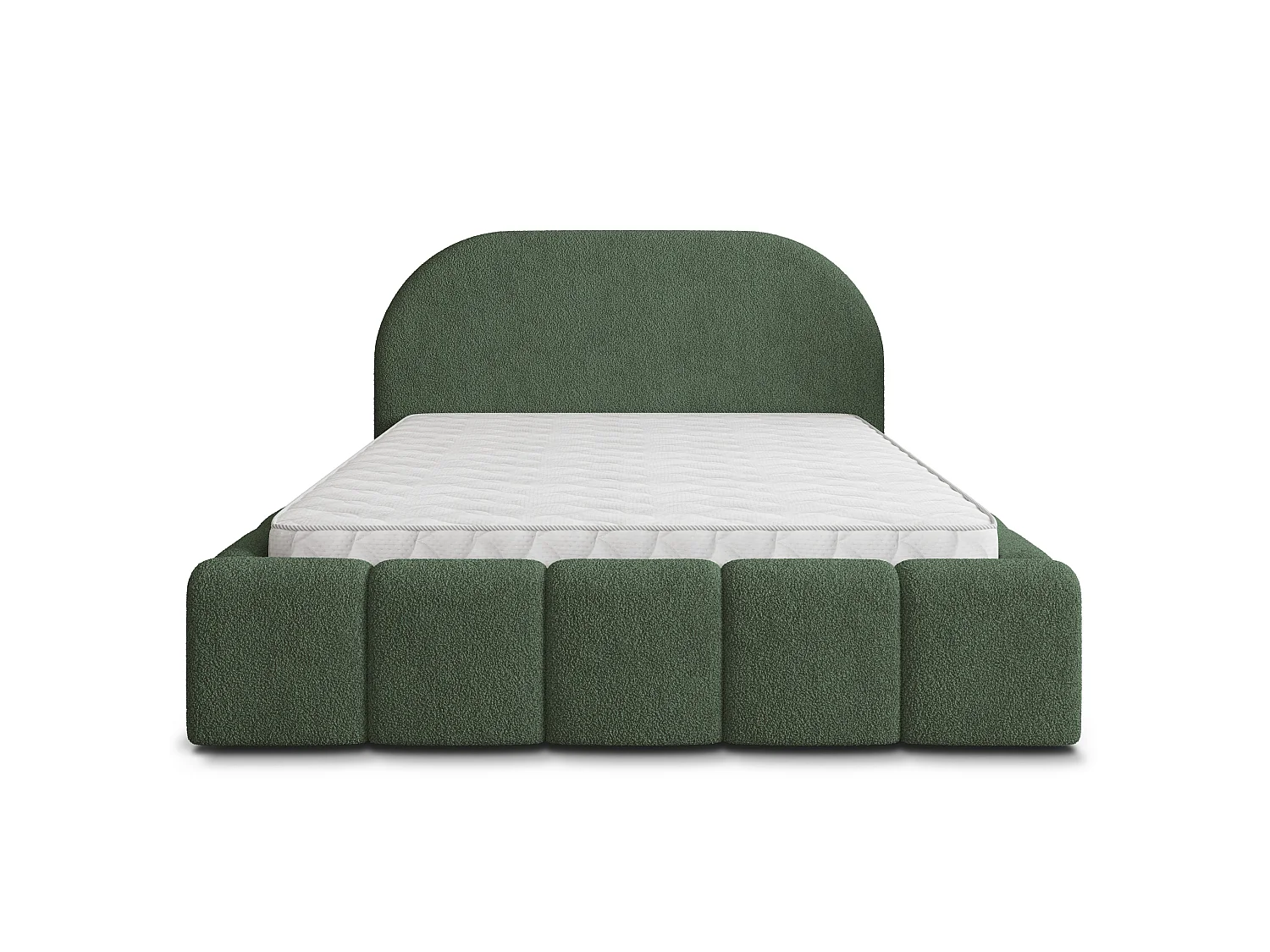 Gestoffeerd bed FLUSSO 160x200 cm - Bouclé stof - Groen